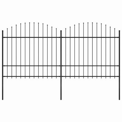 Tuinhek met speerpunt staal 359x175 cm zwart