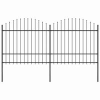 Tuinhek met speerpunt staal 359x175 cm zwart - thumbnail