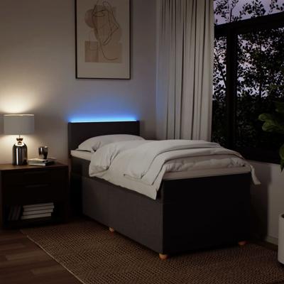 Boxspring met matras stof donkerbruin 200x200 cm