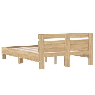 Bedframe met hoofdeinde bewerkt hout sonoma eiken 135x190 cm