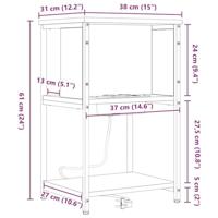 Nachtkastje 2 pcs Gerookt eiken 38 x 31 x 61 cm Bewerkt hout - thumbnail