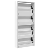Schoenenkast met spiegel 4-laags 63x17x134 cm hoogglans wit - thumbnail