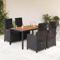 5-delige Tuinset met kussens poly rattan zwart - thumbnail