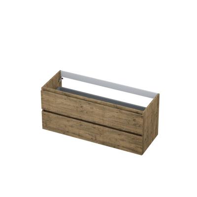 INK - Onderkast 2 Laden Greeploos met Houten Keerlijst - 1200x450x520 Mm - Naturel Eiken