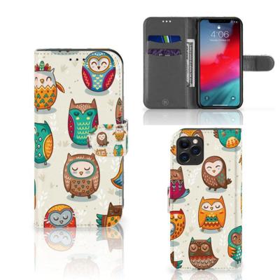 Apple iPhone 11 Pro | Telefoonhoesje | Met pasjeshouder | Vrolijke Uilen Apple iPhone 11 Pro | Telefoonhoesje | Met pasjeshouder | Vrolijke Uilen