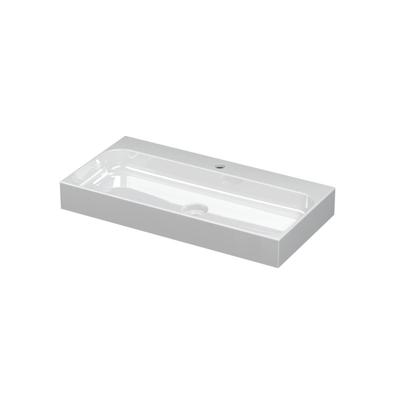 INK Unit Wastafel Porselein met 1 Kraangat incl. Porseleinen Click Plug - 800x400x100 mm - Glans Wit