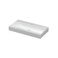 INK Unit Wastafel Porselein met 1 Kraangat incl. Porseleinen Click Plug - 800x400x100 mm - Glans Wit - thumbnail