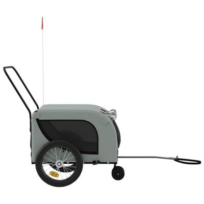 Hondenfietstrailer oxford stof en ijzer grijs en zwart - thumbnail