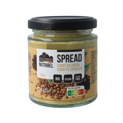 Nutribel Curry linzen spread glutenvrij bio 190 Milliliter