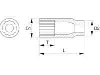 Bahco 3/8" lange 12-kant dopsleutel 13 mm | A7402DM-13 - thumbnail