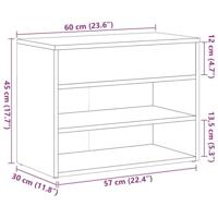 Schoenenbank 60x30x45 cm bewerkt hout oud houtkleurig - thumbnail