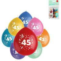 Folat ballonnen party pop cijfer 45 kleurmix 23 cm 8 stuks | 24 stuks - thumbnail