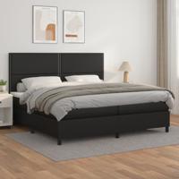 Boxspring met matras kunstleer zwart 200x200 cm - thumbnail