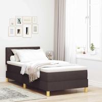 Boxspringbed met matras met matras Donkerbruin 90 x 200 cm Stof - thumbnail