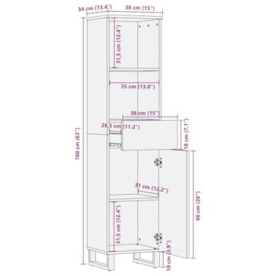 Dressoir 38x34x160 cm massief acaciahout