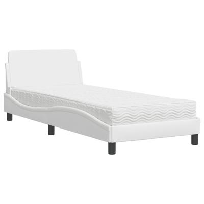 Bed met matras kunstleer wit 90x200 cm - thumbnail