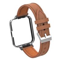 Leren band met case - Bruin - Xiaomi Redmi Watch 2 (Lite) - thumbnail
