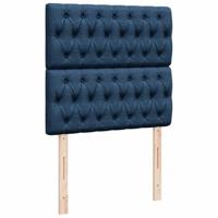Boxspring met matras stof blauw 90x190 cm - thumbnail