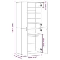 Schoenenkast 80x39x178 cm spaanplaat betongrijs - thumbnail