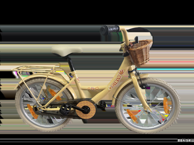 Bikefun Kinderfiets girly 18 inch - met mandje en remnaaf - goud