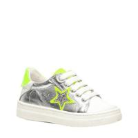 Scapino Groot leren sneakers zilver/neon geel - thumbnail