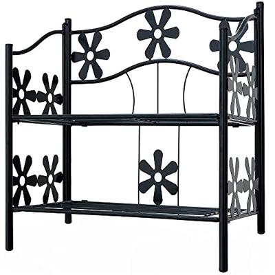 Metalen plantenrek met 2 legplanken mat zwart 60x30x50cm