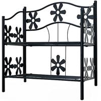 Metalen plantenrek met 2 legplanken mat zwart 60x30x50cm - thumbnail