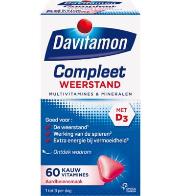 Davitamon Compleet weerstand kauwvitamines aardbei 60 Kauwtabletten