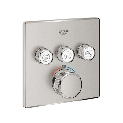 Grohe Inbouwkraan Grohtherm Smart Control Thermostaatkraan met 3-weg Omstelling Vierkant 4 Knop Supersteel Grohe Inbouwkraan Grohtherm Smart Control Thermostaatkraan met 3-weg Omstelling Vierkant 4 Knop Supersteel