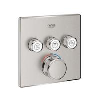Inbouwkraan GROHE Grohtherm Smart Control Thermostaatkraan met 3-weg Omstelling Vierkant 4 Knop Supersteel - thumbnail
