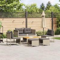 Tuinbankenset 6 pcs Licht Grijs en Donker Grijs poly rattan - thumbnail