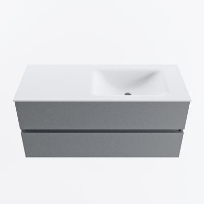 MONDIAZ VICA 110cm badmeubel onderkast Plata 2 lades. Wastafel CLOUD rechts 1 kraangat, kleur Talc.