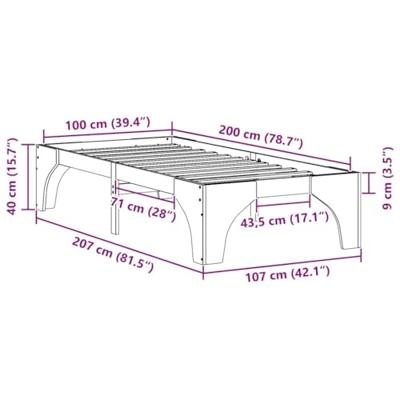 Bedframe met opslag Bruin 100 x 200 cm Massief grenenhout