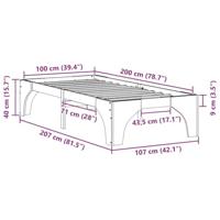 Bedframe met opslag Wit 100 x 200 cm Massief grenenhout - thumbnail