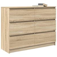 Dressoir 100x35x76 cm bewerkt hout sonoma eikenkleurig - thumbnail