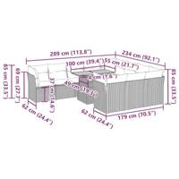 11-delige Loungeset met kussens poly rattan zwart - thumbnail