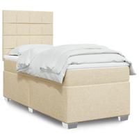 Boxspring met matras stof crèmekleurig 80x200 cm - thumbnail