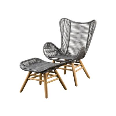 Kreta lounge chair with hocker shades off Grey, FSC Eucalyptus
