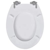 VidaXL Toiletbril soft-close simpel ontwerp mdf wit - thumbnail