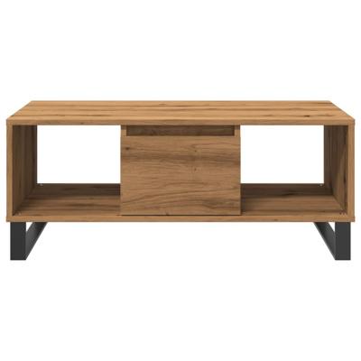 Salontafel 90x50x36,5 cm bewerkt hout artisanaal eikenkleurig
