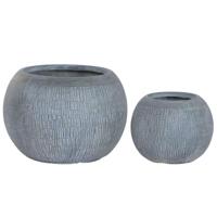 Plantenbakkenset Home ESPRIT Turkoois Vezel Magnesium 55 x 55 x 38 cm (2 Onderdelen) - thumbnail