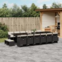 17-delige Tuinset met kussens poly rattan zwart - thumbnail