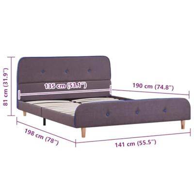 Bedframe zonder matras stof taupe 135x190 cm Bedframe zonder matras stof taupe 135x190 cm