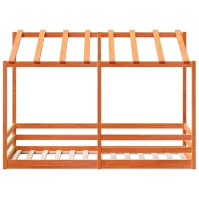 Kinderbed met bedhuis 75x190 cm massief grenenhout wasbruin