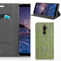 Nokia 7 Plus Book Wallet Case Green Wood - thumbnail