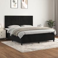 Boxspring met matras fluweel zwart 160x200 cm - thumbnail