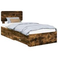 Bedframe met hoofdeinde Gerookt eiken 100 x 200 cm Bewerkt hout - thumbnail
