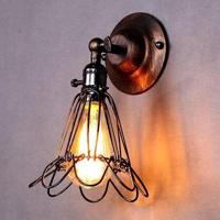Retro smeedijzeren vogelkooi muur lamp met Edison 4W LED - thumbnail