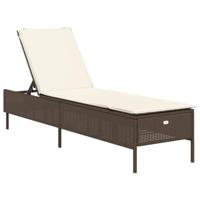Ligbed met kussen poly rattan bruin - thumbnail