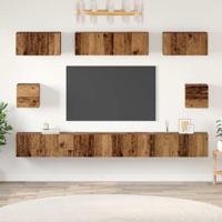 TV-kast set Wandgemonteerd 8 pcs Oud hout Bewerkt hout - thumbnail